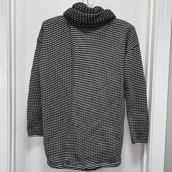 Cabi Fergie Fervor Sweater Cowl Neck Turtle Funnel Neck Split Stripe Chunky Knit - Picture 4 of 8